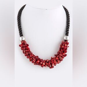 Whimsical Coral style BEADED Collar Necklace ~ 18” long ~ Statement Necklace